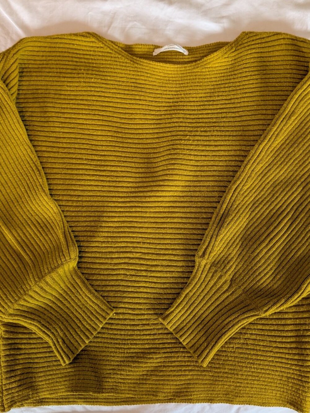 Anthropologie Chartreuse Ribbed Sweater - Size Large